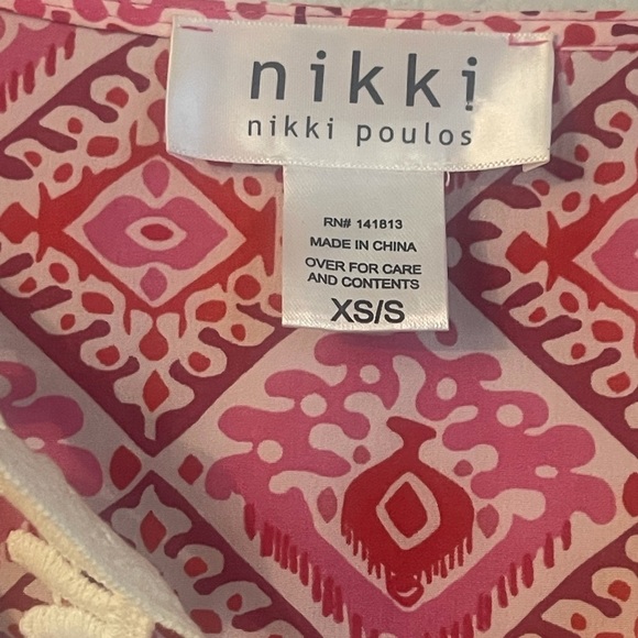 Nikki Poulos Geo Print Boho Crotchet Tunic Coverup Poncho Oversized Fit - Picture 10 of 12